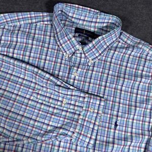 Ralph Lauren‎ Polo Performance Shirt Mens 4XB Light Blue Button Down Long Sleeve